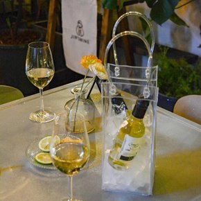 휴대용 투명 아이스 와인 칠링 백 PVC 얼음 통 바스켓 샴페인 맥주 양주 쿨러 칠러