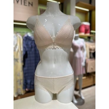 비비안 저중심 노와이어  자가드 레이스 여성 몰드 브라 햄팬티세트(BR6754,BP6754)