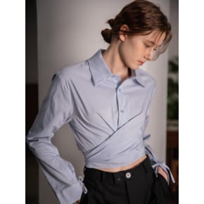 YY_Half open sleeve cropped shirt