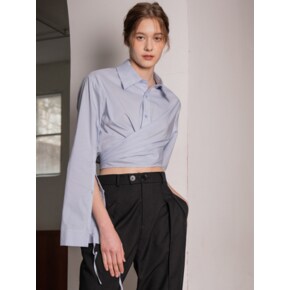 YY_Half open sleeve cropped shirt