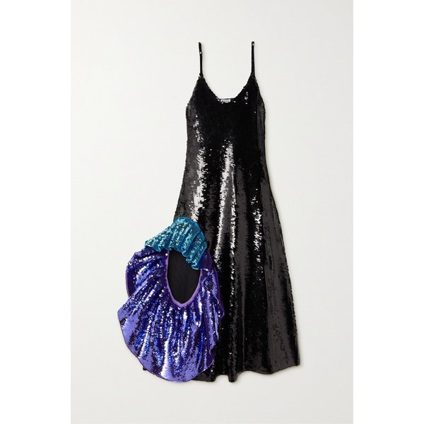 Ruffled Sequined Wool Midi Dress 블랙 33258524072923397