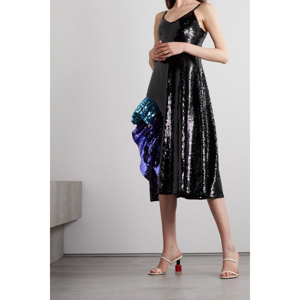 Ruffled Sequined Wool Midi Dress 블랙 33258524072923397