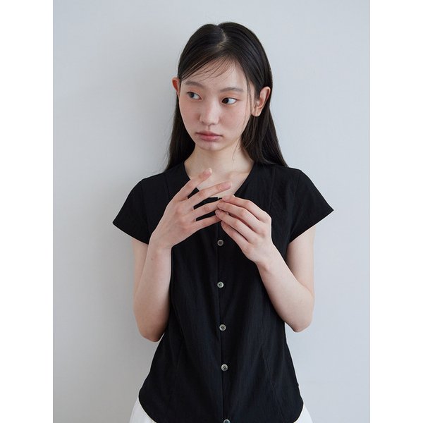 Cap sleeve blouse_BLACK