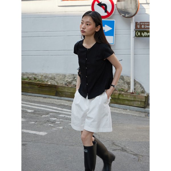 Cap sleeve blouse_BLACK