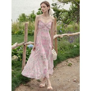 던드롭 DD_Floral chiffon ruffled dress