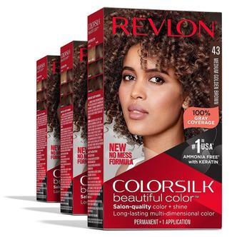  3개세트 Revlon 레브론 43 Medium Golden Brown 헤어 염색약 Permanent Hair Color