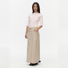 Belted Maxi Skirt_LIGHT BEIGE