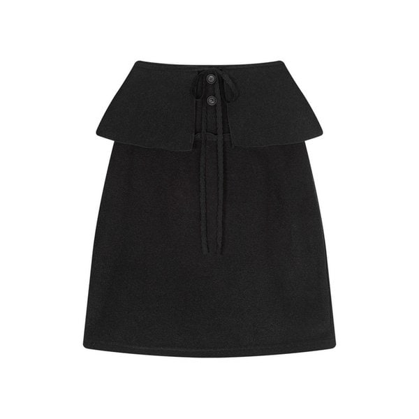 BOUCLE WRAP SKIRT-BLACK