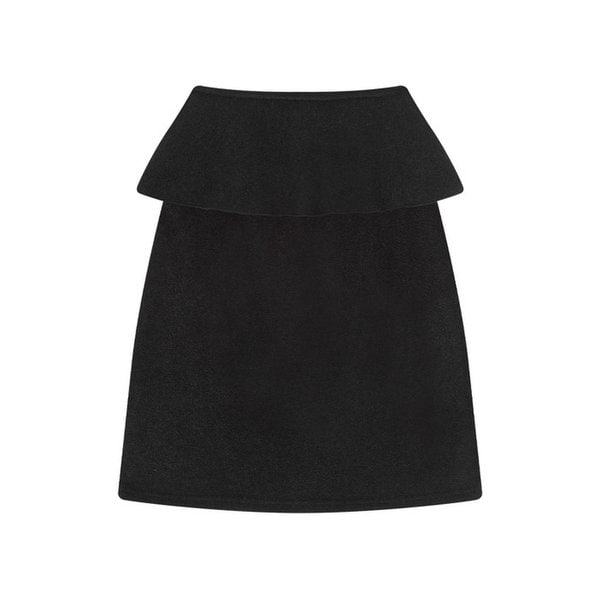 BOUCLE WRAP SKIRT-BLACK