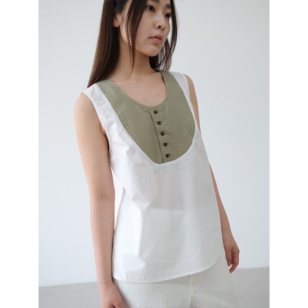 pintuck shirring blouse (ivory)