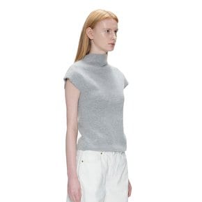 ANGORA TWO-WAY ZIP KNIT  - MELANGE GRAY