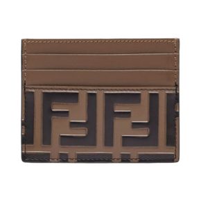 펜디 FF 모티프 카프스킨 카드 홀더 브라운