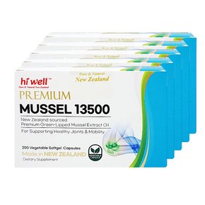 뉴질랜드 하이웰 프리미엄 홍합 Hi well Mussel 13500 200캡슐 5개