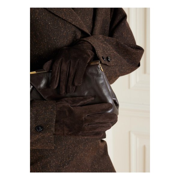 장식 스웨이드 장갑 다크 브라운 46376663162900232