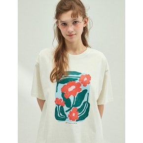 Flower Drawing Oversized T-Shirt_IVORY