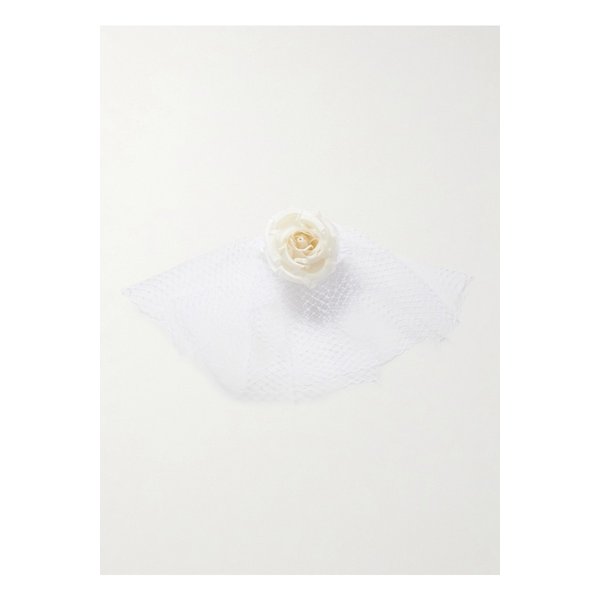 로다테 장식 실크 튤 베일 화이트 1647597335294227