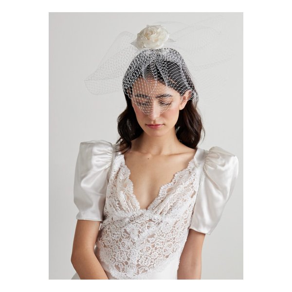 로다테 장식 실크 튤 베일 화이트 1647597335294227