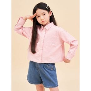 *시즌오프30%*[BEANPOLE KIDS] 여아 시어서커 크롭 셔츠  핑크 (BI4364G01X)