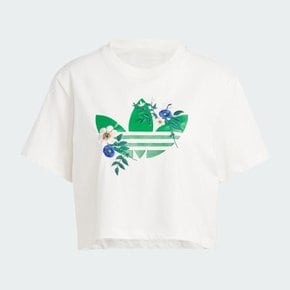 여성 그래픽 플로럴 트레포일 반팔 티셔츠 IS3870