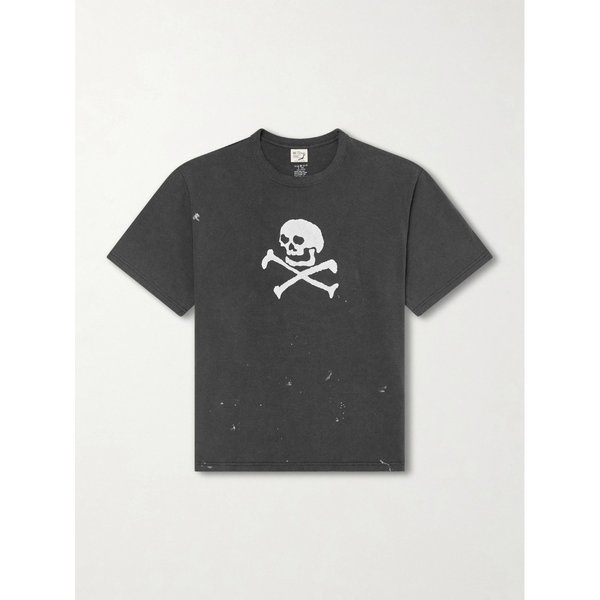 빈티지 페이드 프린트 페인트 스플래터 코튼 저지 티셔츠 46376663162965960