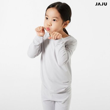 JAJU 자주 키즈 JAJU HEAT_피치스킨 긴팔 티셔츠 레깅스 세트 그레이 J463401005