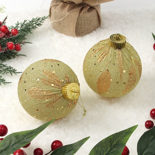 시스루 레이스 장식볼 2p세트(10cm) (샤인골드)