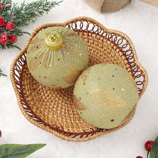 시스루 레이스 장식볼 2p세트(10cm) (샤인골드)