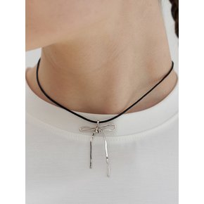 Romance Ribbon String Necklace (BLACK)