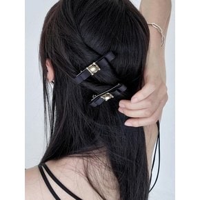 Black Satin Ribbon Hairpin SET