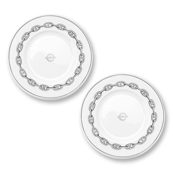 [트리니체] 에르메스 샹달 플레티넘 브래드 앤 버터 플레이트 접시 2p 세트 16.5cm