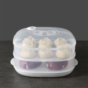 바보사랑 전자레인지 2단 찜기 투명 계란찜 스팀 만두 고구마 찌기 삶기 찜냄비 N612