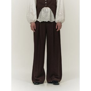 STRAIGHT PINTUCK SLACKS PANTS [BROWN]