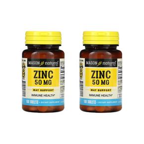 [해외직구]메이슨네츄럴 징크 아연 50mg 100정 2팩 Mason Natural Zinc 50 mg 100 Tablets
