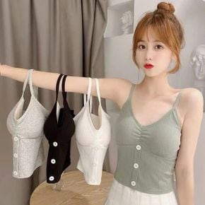 단추 골지 캡내장 크롭 끈나시 ELC 1006_P337014044