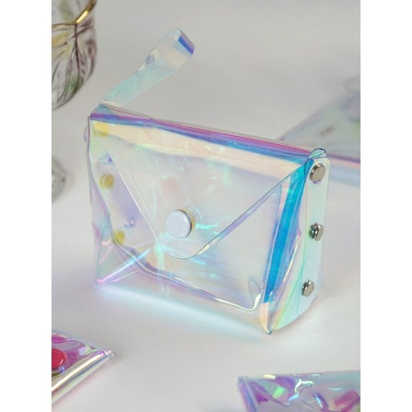 투명 홀로그램 미니 PVC 똑딱이 파우치 동전지갑