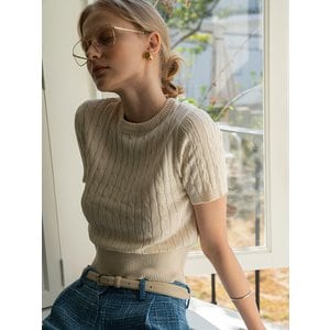 시야쥬 SIKN2029 cotton crop cable knit_Oatmeal