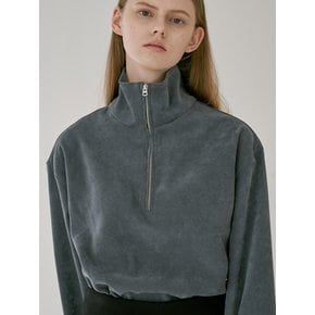 HIGH NECK ZIPPER SHIRTS_KHAKIGREY