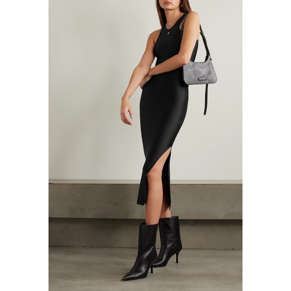 장식 새틴 저지 미디 드레스 블랙 1647597323910991