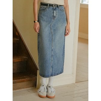 틸아이다이 USA ring denim skirt_Blue