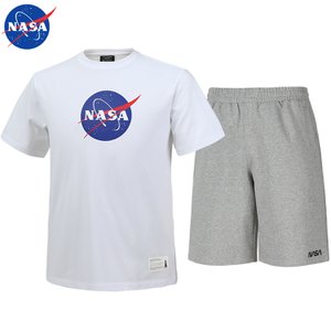 NASA 나사 남녀공용 면 반팔티+면 반바지 상하세트 N-155UWH+N-062PML 남자 여성 티셔츠 숏팬츠