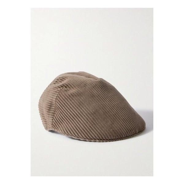 브루넬로쿠치넬리 비즈 장식 코튼 코듀로이 플랫 캡 브라운 46376663162900472