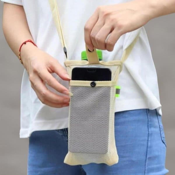 [옷자락] 남녀 공용 운동 스포츠 등산 메쉬 스트랩 물병 파우치