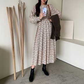 클래식 프릴 롱 퍼프 셔링 레이스 원피스