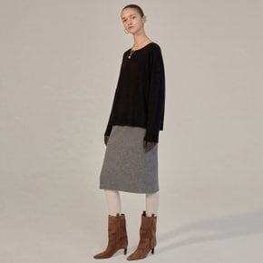 CASHMERE-BLEND KNIT SKIRT GREY