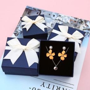예쁜선물박스 케이스 리본 상자 아이보리 블루 X ( 5매입 )