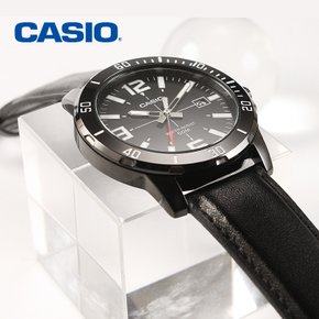 [정품] CASIO 카시오 흑새치 MTP-VD01BL-1B 남성 야광 가죽시계