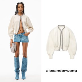 alexanderwang 알렉산더왕 크롭 크리스털 플래킷 울 아이보리 카디건