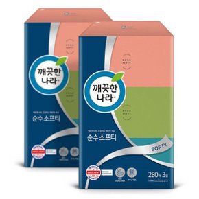 순수 소프티 미용티슈 280매 3입 2팩