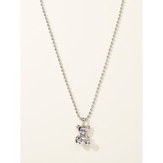 파인드엘리스 925 Dewy Heart Belly Bear Necklace