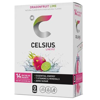  CELSIUS 셀시어스 온더고 라이브핏 에너지 파우더 드래곤프룻츠 라임맛 14개입